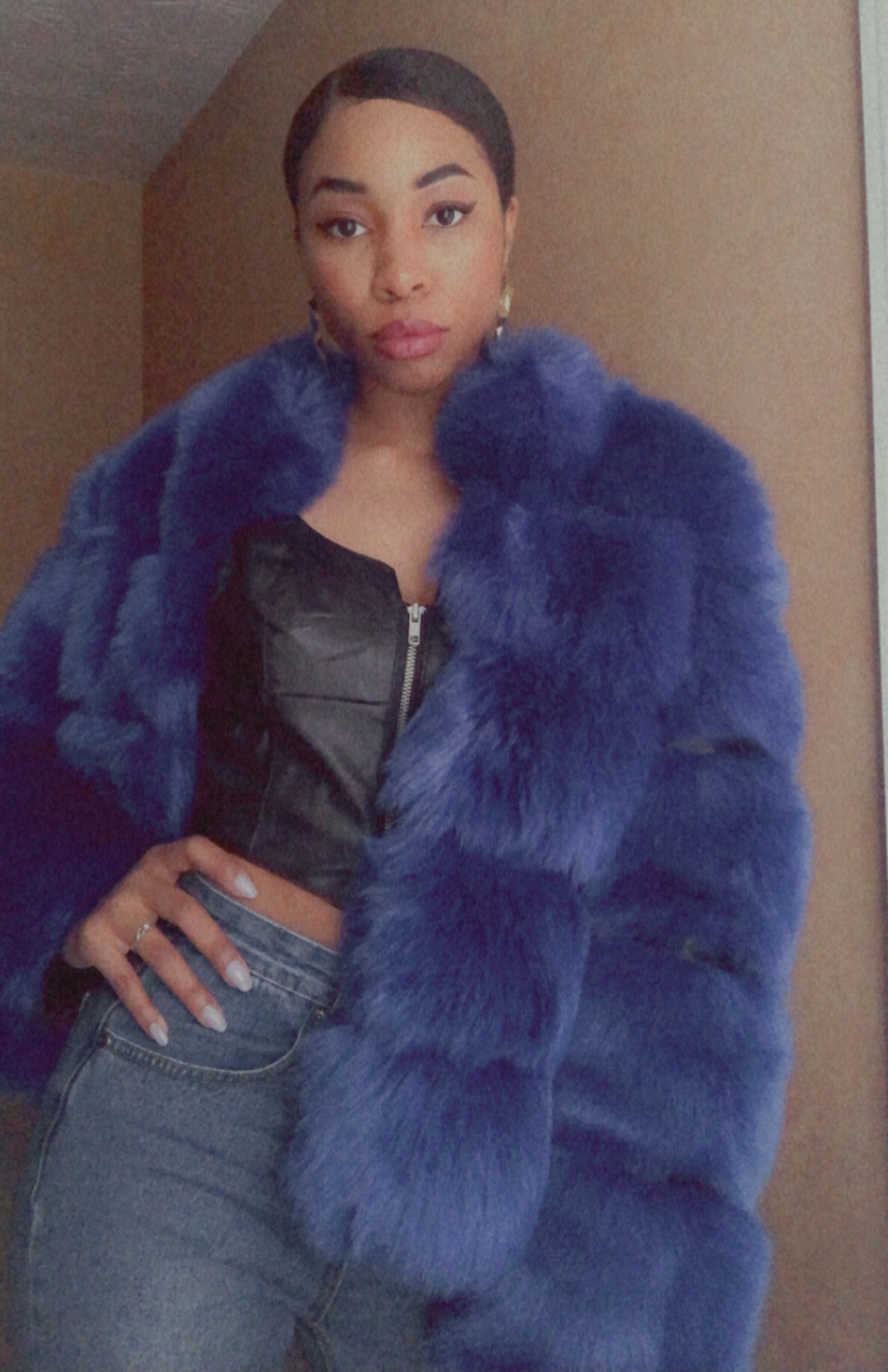 royal blue fur coat